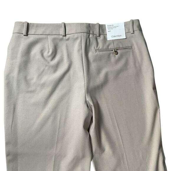NWT Calvin Klein Modern Fit Suit Pants Size 8 Safari Khaki Trousers Gold Buttons - Picture 12 of 13